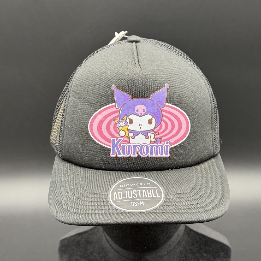 Bioworld Sanrio Kuromi Trucker Hat OSFM Black Pink Mesh Snapback Graphic Cap